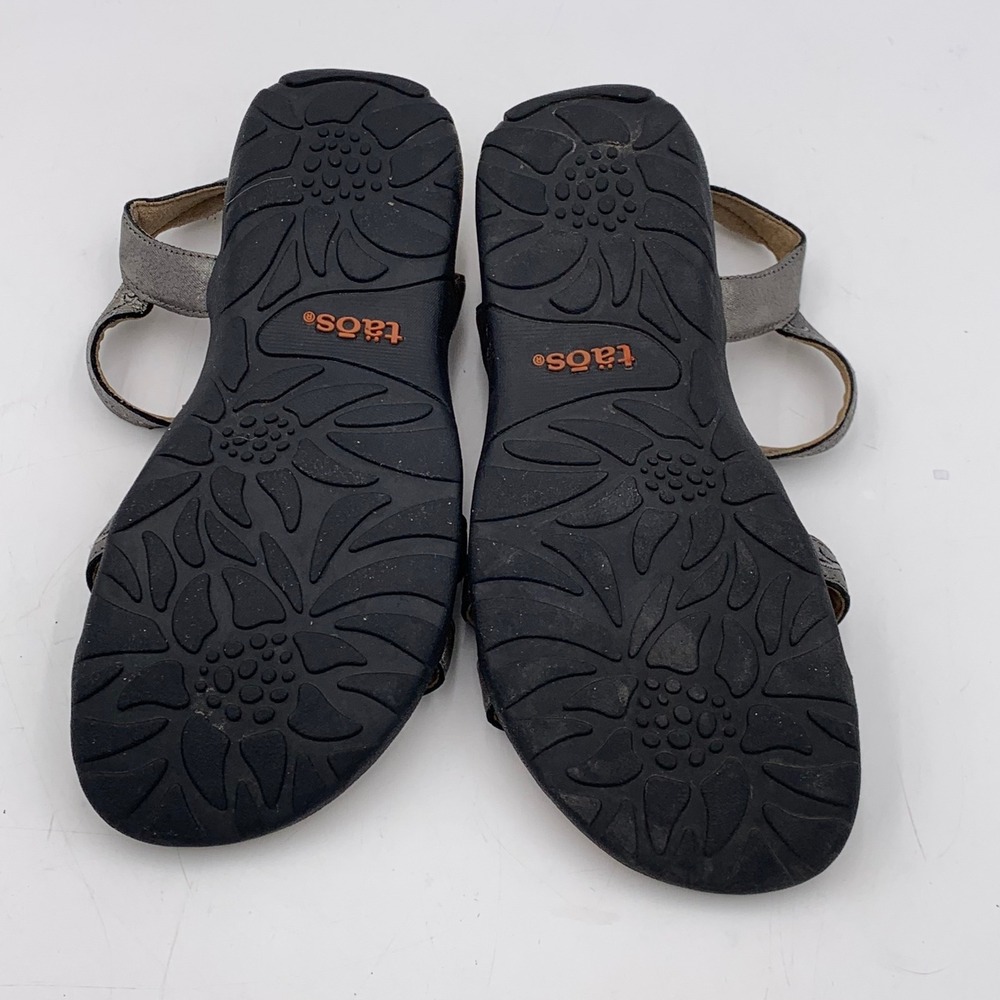 Taos Award Sandal Silver Pewter Leather Studded Women 7 Comfort Arch Support - Picture 8 of 11